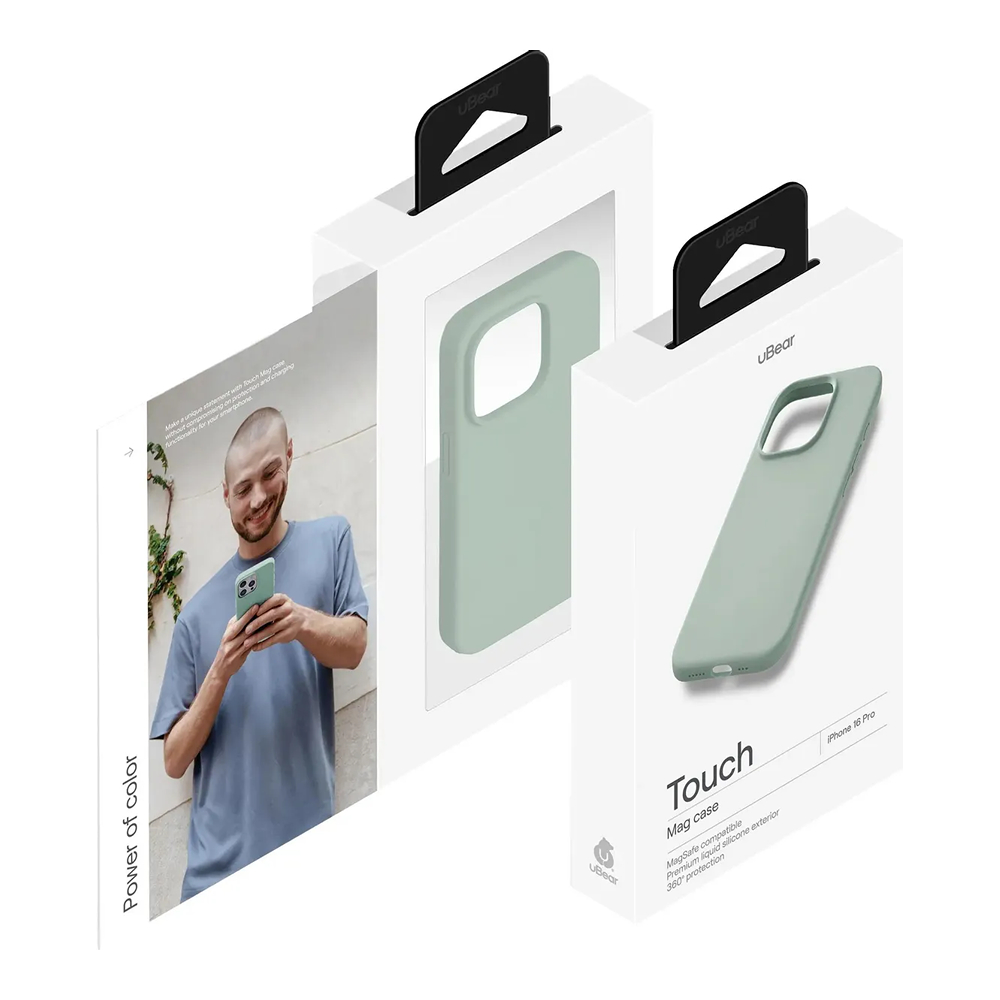 Чехол защитный uBear Touch Mag Case, iPhone 16 Pro, софт-тач, холодная мята